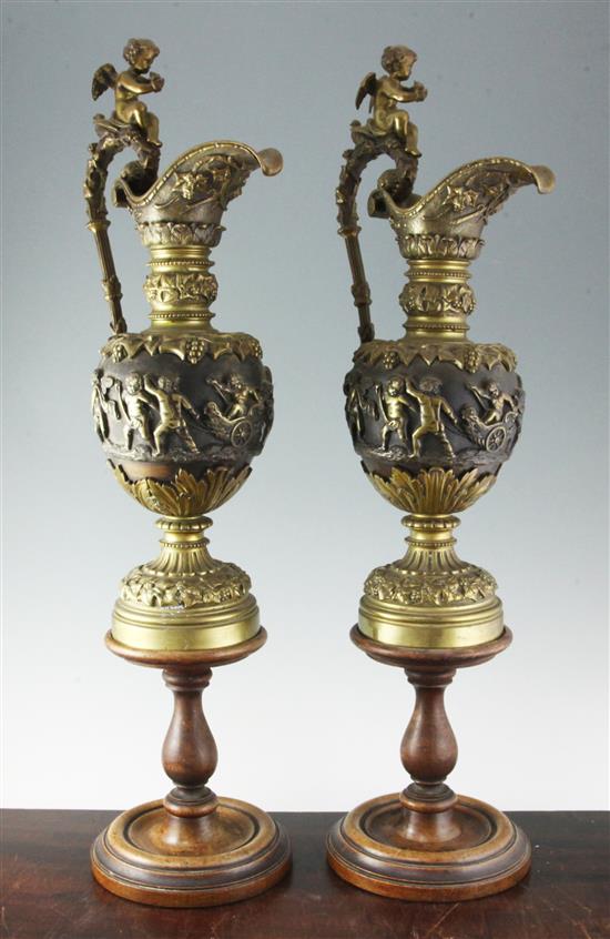 A pair Victorian ormolu ewers, Overall H.32in.